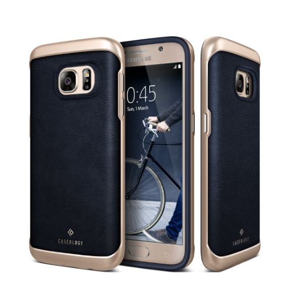 Galaxy S7 Case Caseology Envoy Series GENUINE Leather Bumper Cover navy blue